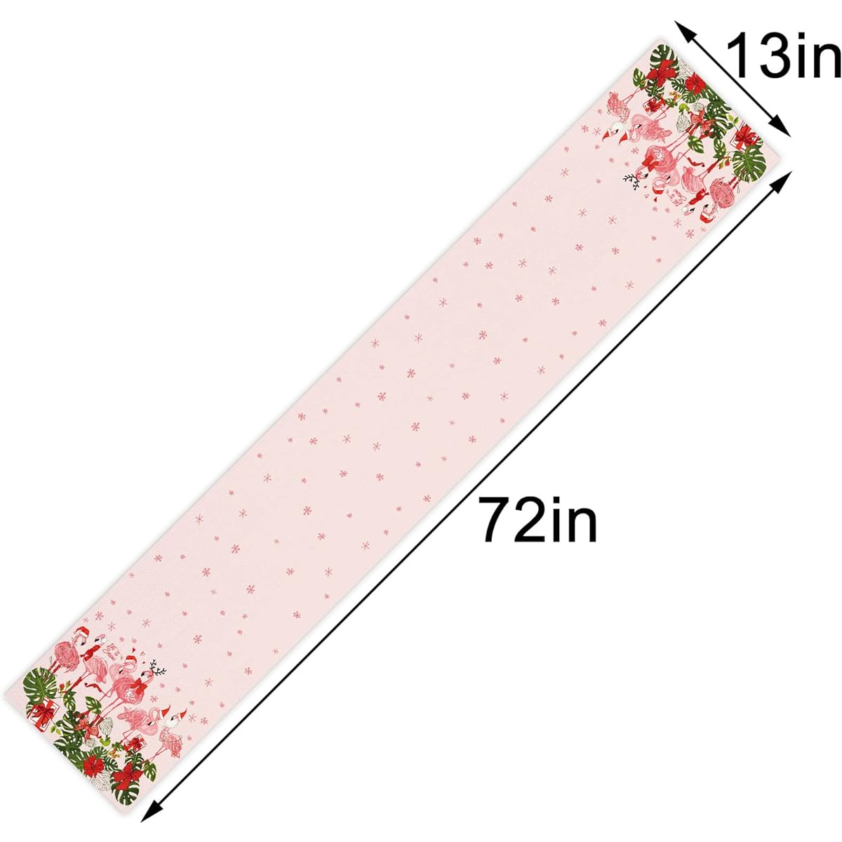 Linen Pink Hawaiian Tropical Flamingo Christmas Table Runner 72" Long Hawaii Beach Christmas Xmas Winter Holiday Home Kitchen Table Decorations