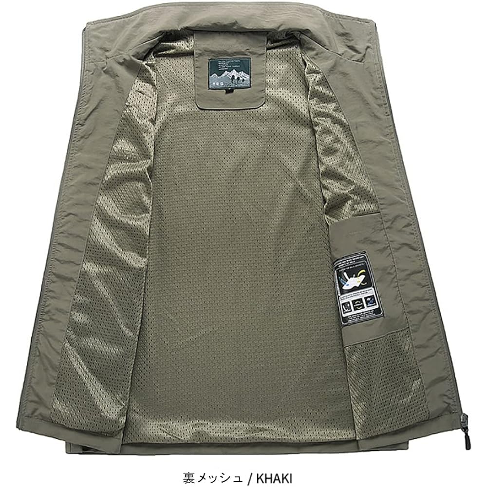 [Rortyno] UV resistant, quick drying, breathable fishing vest, men's, summer, outdoor, fishing vest, mesh lining, multi-functional, military vest, many pockets, photographer vest, thin, water repellent, abrasion resistant, summer vest, golf, work, mounta