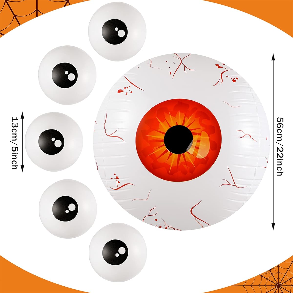 26pcs Halloween Inflatable Eyeball Balloons, 22inch Reusable Eyeball Aluminum Film Balloons Latex Eye Balloons for Halloween Party Supplies Garden Decoration Hedge Decoration