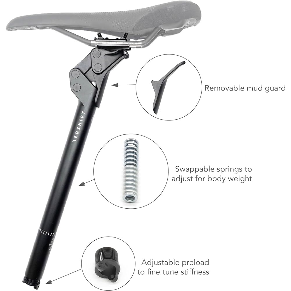 REDSHIFT ShockStop Suspension Seatpost for Bicycles, Shock-Absorber Bike Seat Post for Road, Gravel, Hybrid, and E-Bikes