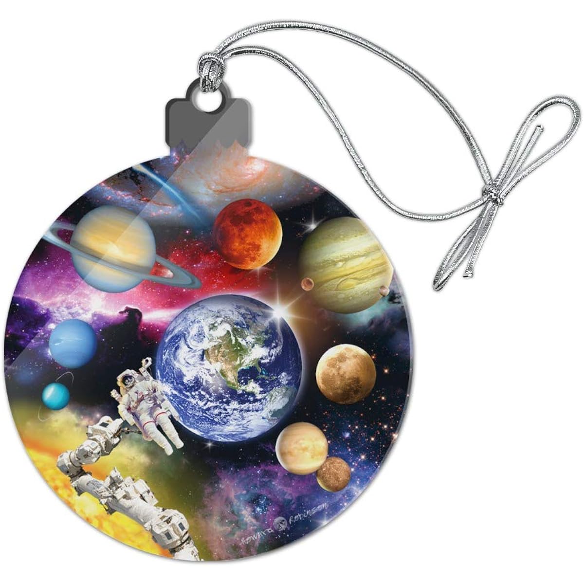 Solar System Planets Space Earth Saturn Jupiter Mars Acrylic Christmas Tree Holiday Ornament