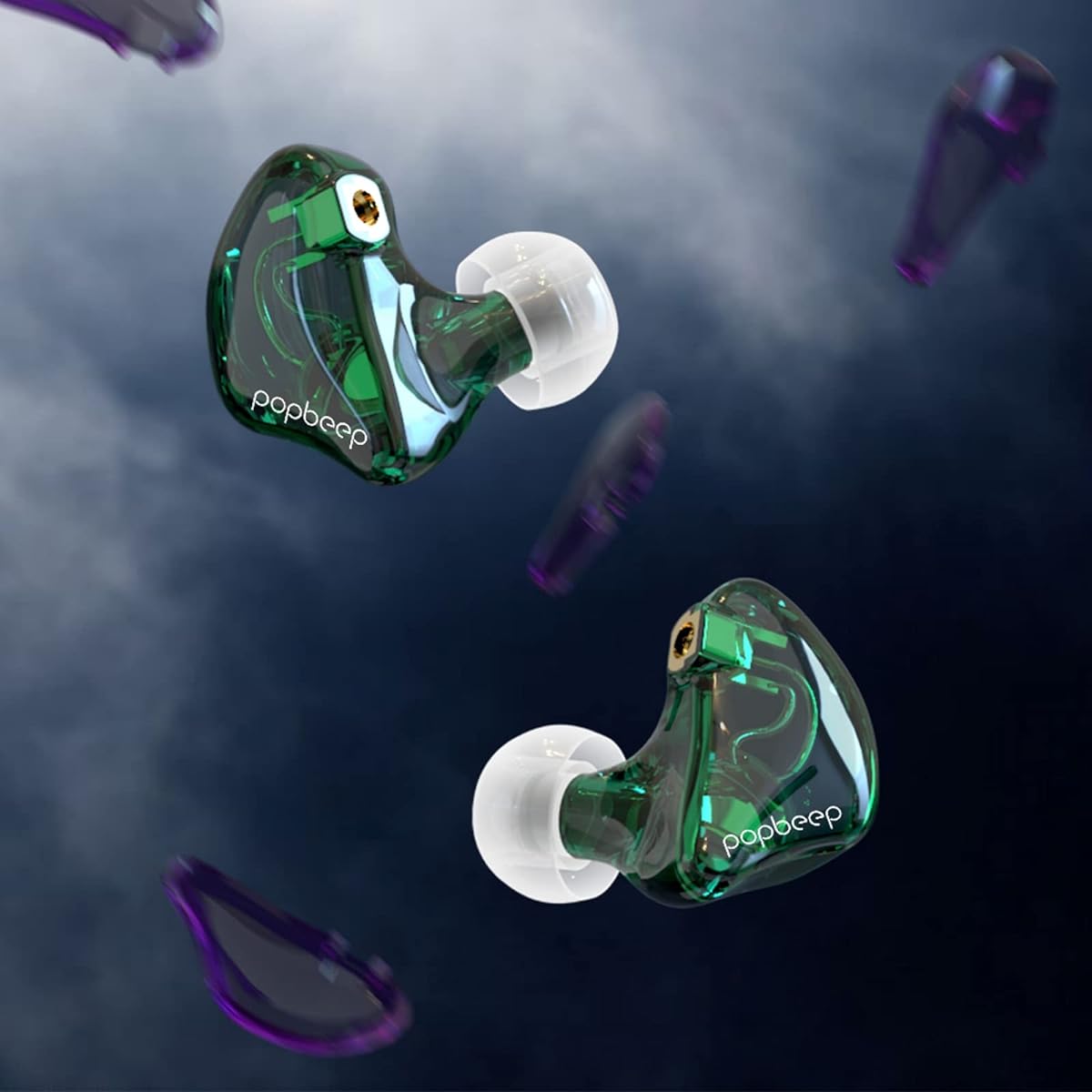 BASN In-Ear Monitor Headphones Dual Dynamic Driver In-Ear Earphones Detachable MMCX Cable Musician In-Ear Earphones Headphones (BC100 Green Without Microphone)