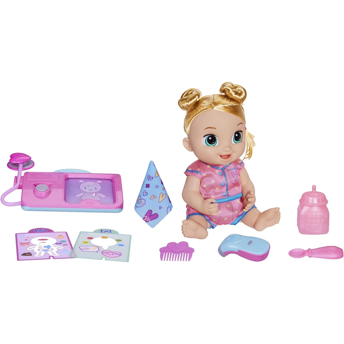 s Little Sister Set Care Doll Electric 12 Inch (30cm) Size Interactive Doctor Play Toy Doll Care Set Toy Baby Light + Sound Effect Care Parts Included Educational Toy Birthday Gift for Girls 3 Years Old and Up Blonde Hair Lulu Achoo F2620 Genuine product