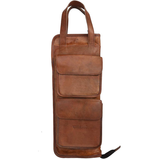 WerKens Handmade Genuine Leather Drumstick Bag 100% Original Leather Percussion Drumstick Bag Holder Mallet Bag Floor Tom Hook - DSB003