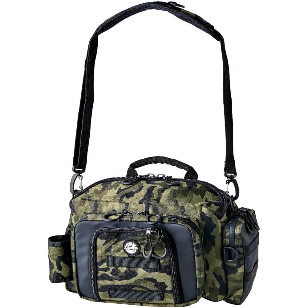 Gamakatsu Langan Hip Bag 2.0 LE324 Fishing Bag, Left and Right Shoulder Bag, Fishing Bag, Tackle Bag, Rod Holder, Multifunctional Bass Fishing, Aging, Egging, Hairtail (D160 x W390 x H240mm)