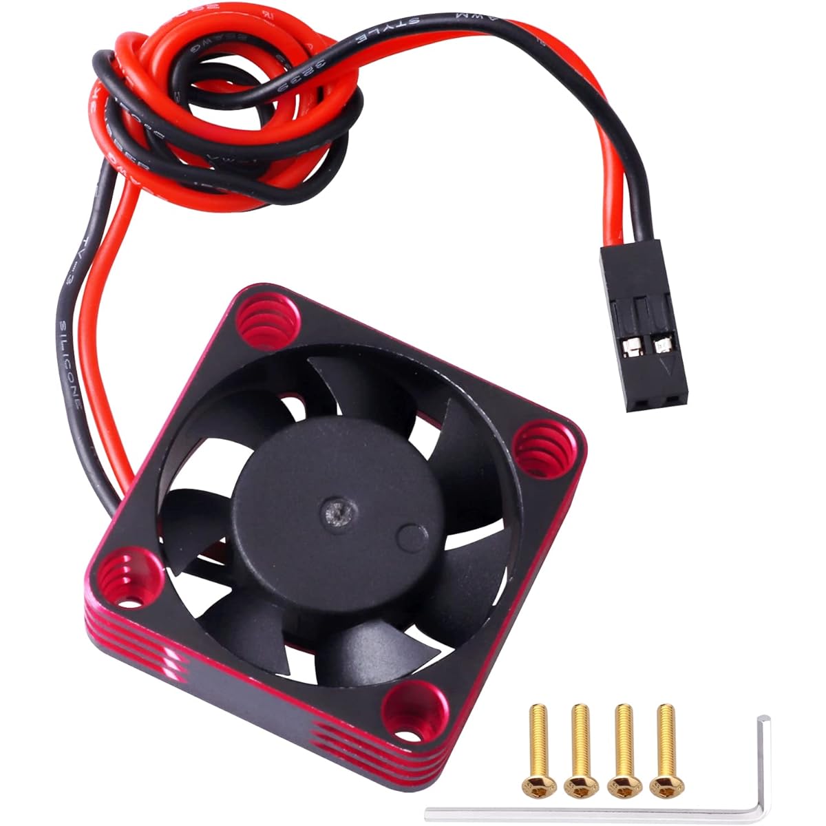 FriHobby RC Motor Cooling Heat Sink 28000RPM RC ESC Cooling Fan for RC Car 1/8 1/10 1/12 Scale 540 550 Brushless Motor (Red Black)
