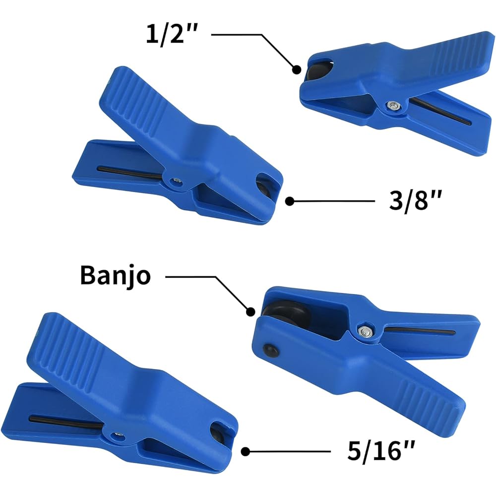 MuHize Fluid Line Stopper - Upgraded Auto Fluid Stop Clamp Set (2023 New) Banjo Stopper Universal Master Line Stopper Set Brake Line Fuel Rail Hose A/C Line Banjo Fitting 4 Pieces