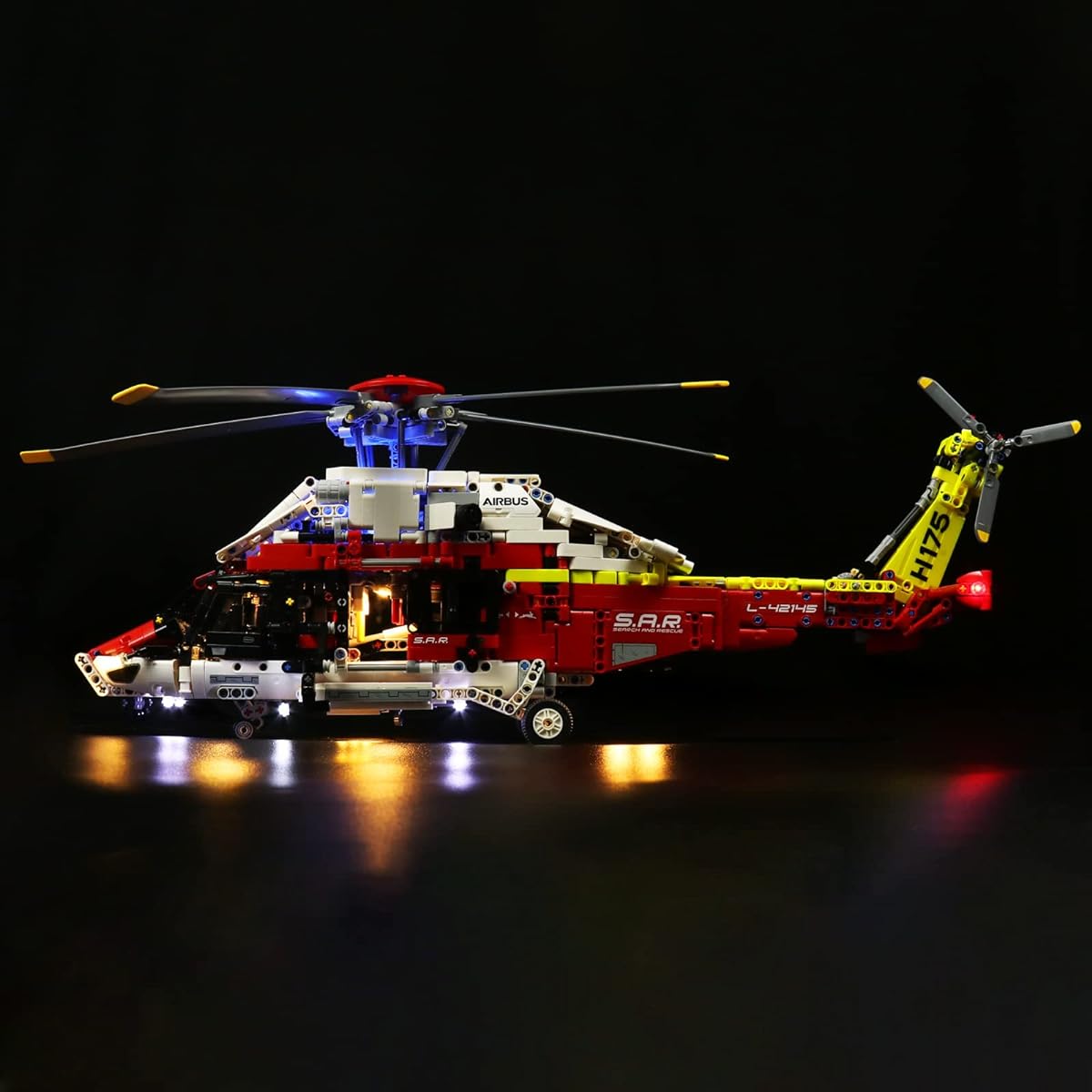 VONADO LED Light Kit for Lego Airbus H175 Rescue Helicopter 42145 DIY Lighting Compatible with Lego Technic Helicopter (No Lego Model) Creative Decoration Lego Helicopter Light (Light Only)