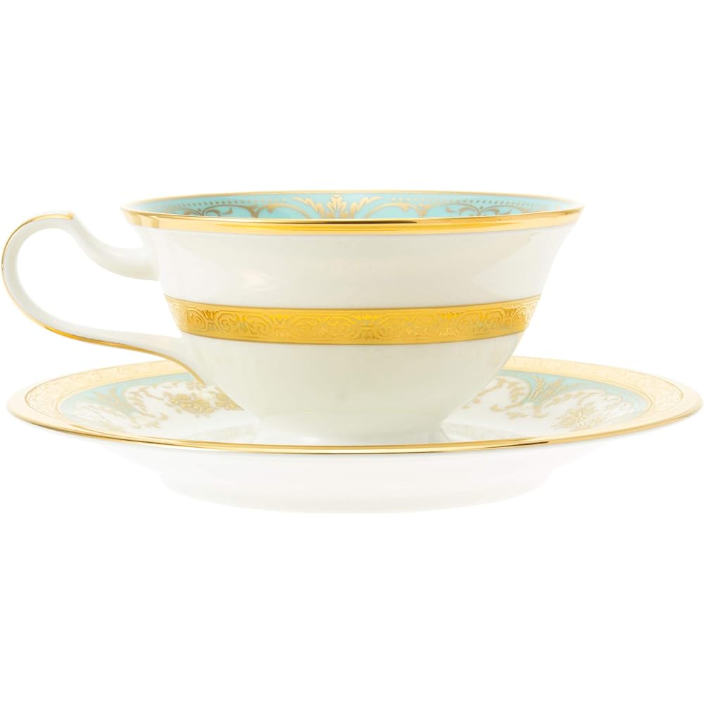 Noritake Cup & Saucer (Coffee Tea) 220cc Georgian Turquoise Bone China T59587/4857