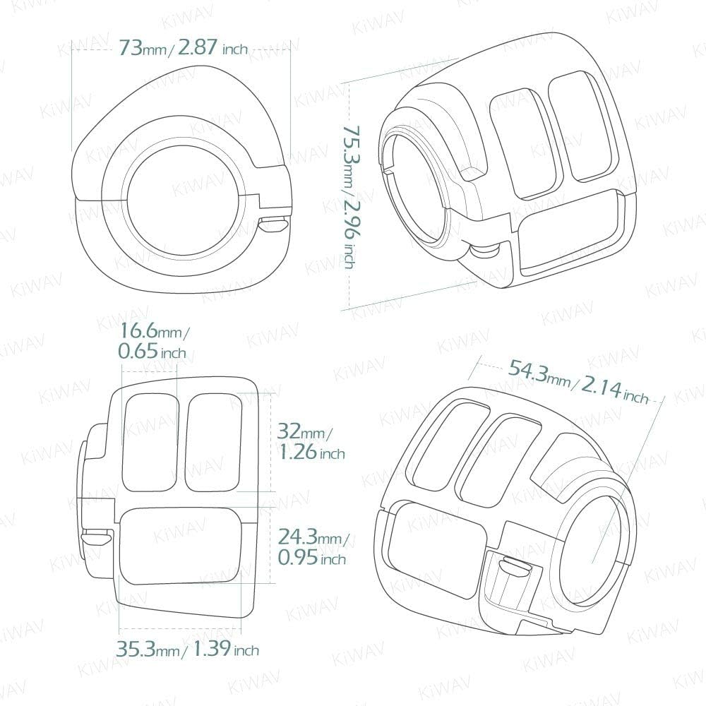 KiWAV Black Aluminum Switch Housing Cover Compatible with Harley-Davidson 2012-later Dyna and Softail Models