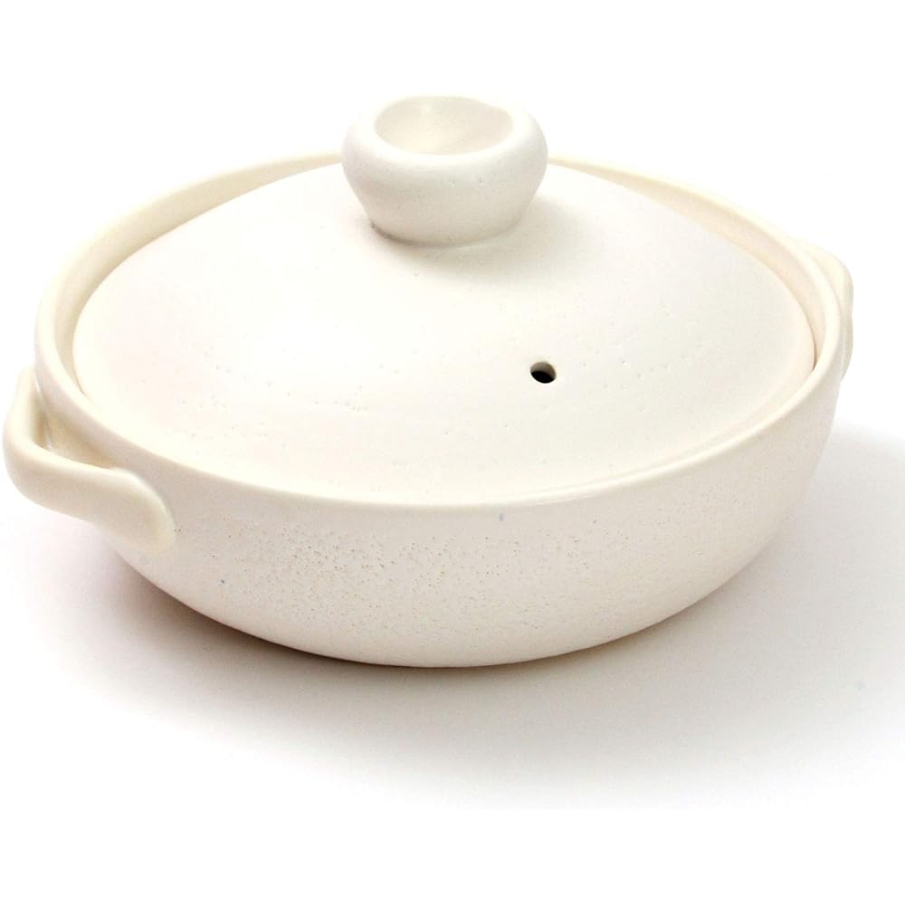 Maruyoshi Pottery Earthen Pot Modern White No. 8 (for 3-4 people) M3621