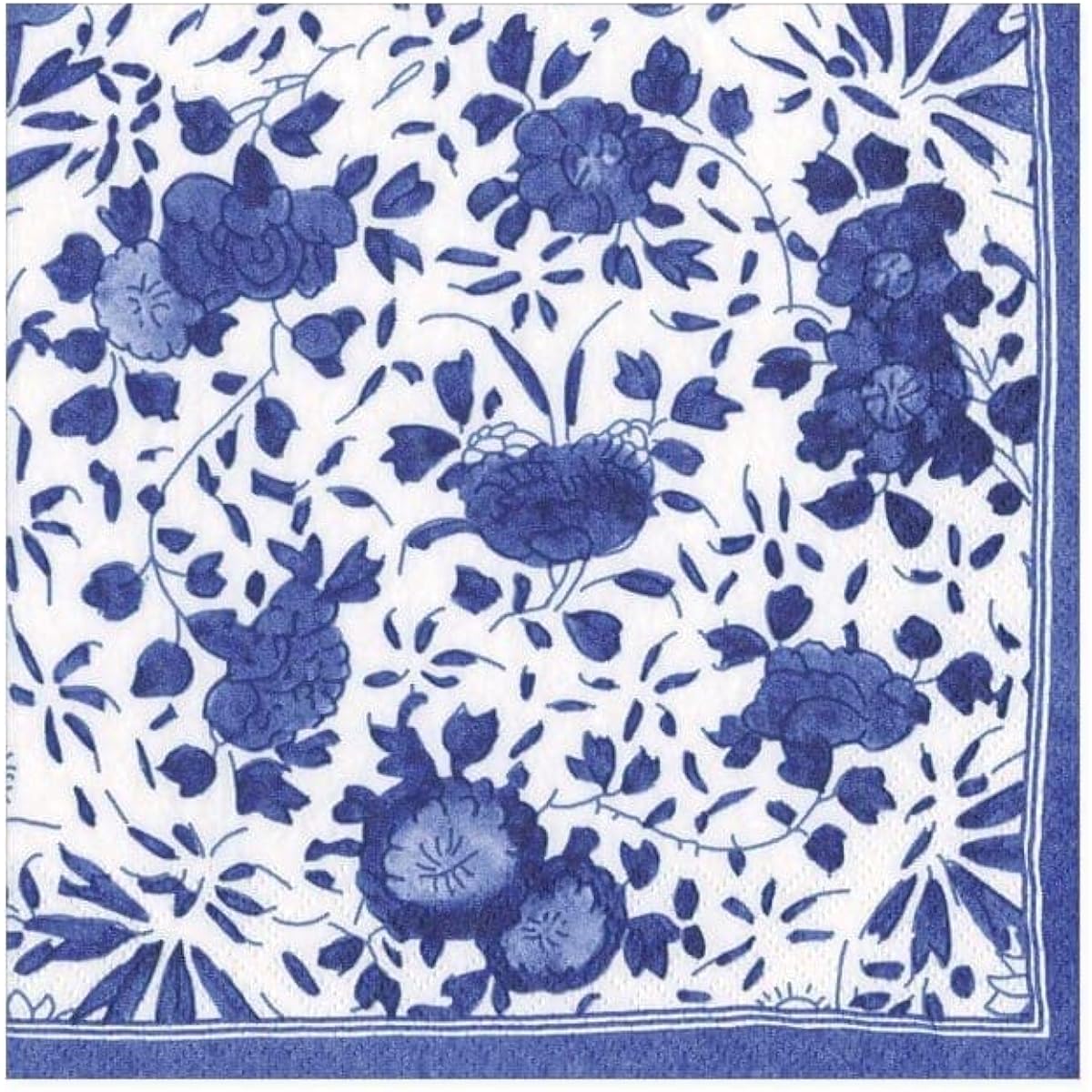 Caspari Delft Paper Cocktail Napkins, Blue, Pack of 20