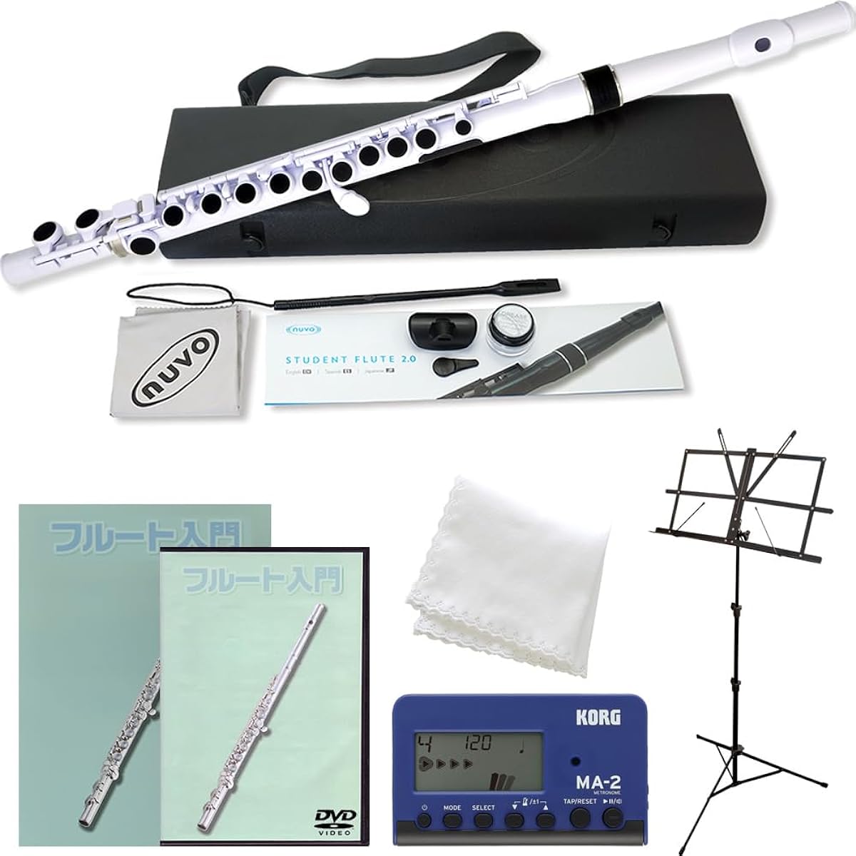 Nuvo Student Flute 2.0 BK/BK Black/Black Student Flute Beginner's Set