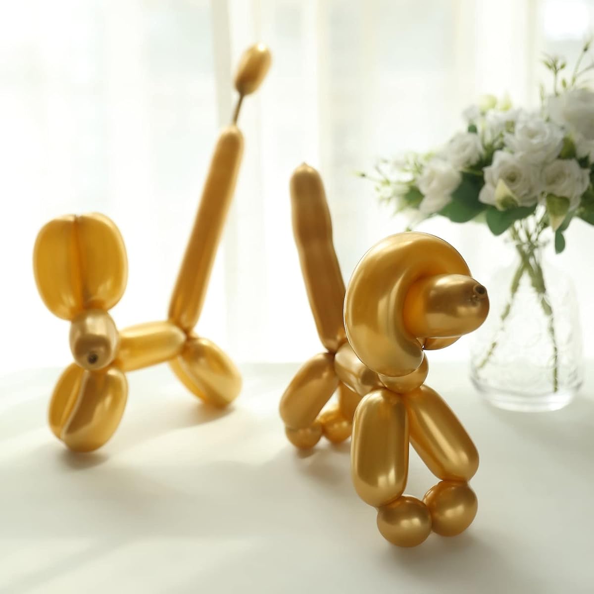 Efavormart 50 Pack Metallic Gold Long Twist Modeling Latex Balloons Animal Magic Party Balloons