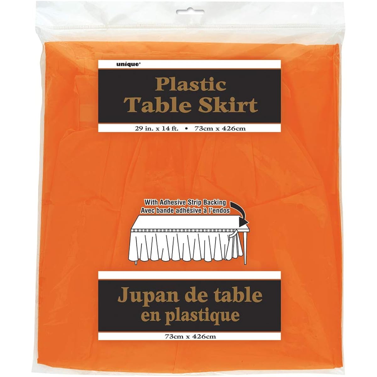Plastic Table Skirt 14 Feet Orange by Unique Industries