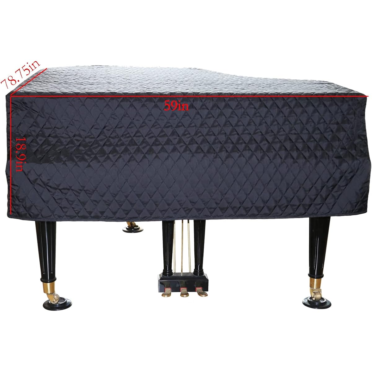 ESYUEL Grand Piano Cover Dust Protection Cover Quilted Diamond Pattern (200cm/78.75inch, Black)