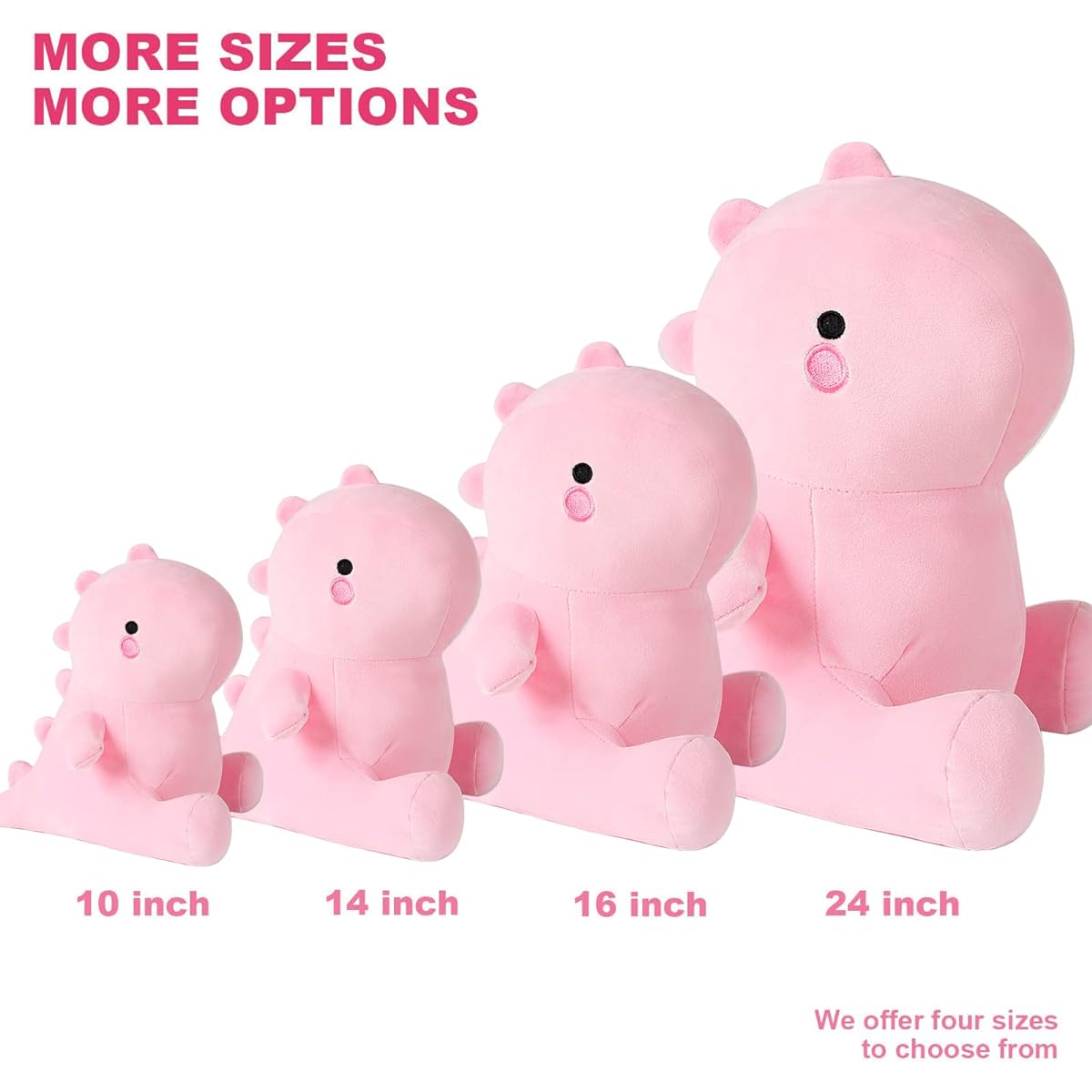 Ditucu Cute Dinosaur Stuffed Animal Plush Toy Soft Dinosaur Plush Toy Birthday Gift for Kids Girls Boys Pink 16 Inch