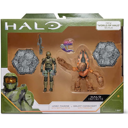 Halo Infinite: World of Halo USNC Marine Corps Battle Rifle & Grunt Attached Script with Needler Figure