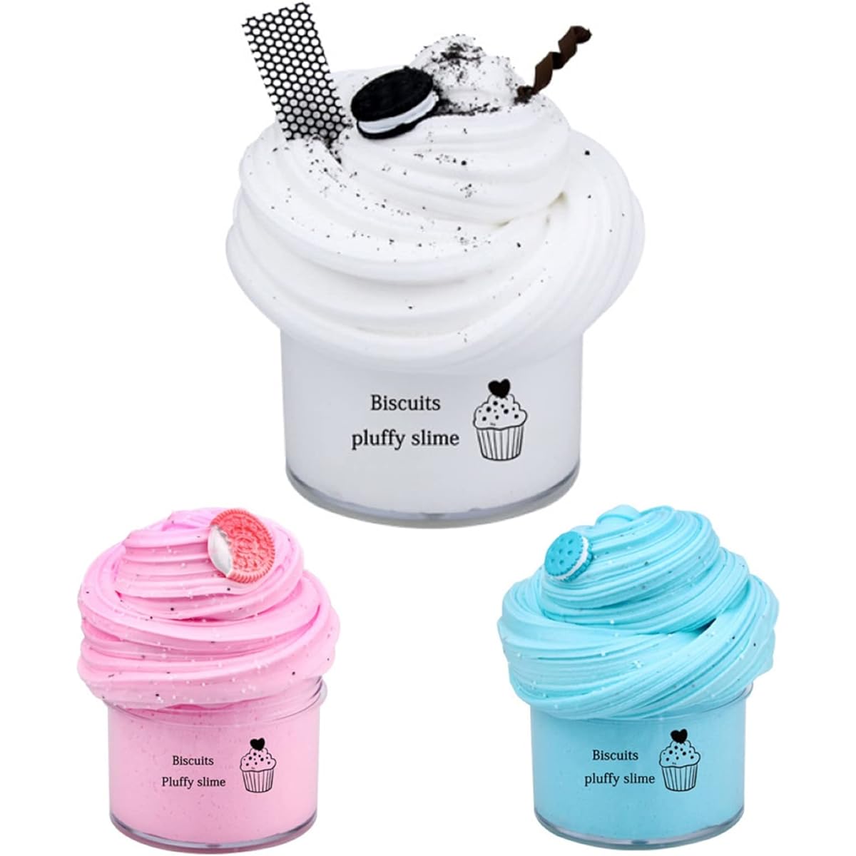 60ml Putty Slime Stress Relief Fluffy Slime Putty Butter Slime Rebound Portable Display Stretchy Squeezing Toy Cloud Slime Clay Slime Kit for Kids Blue