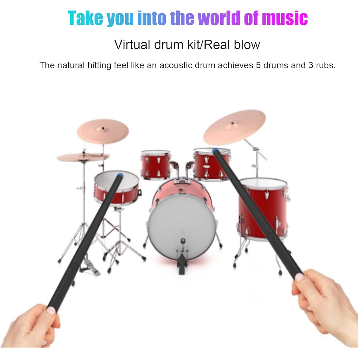Somatosensory Drum Kit, Connecting Instrument Air Drumsticks Low Latency, with Home Charging Cable
