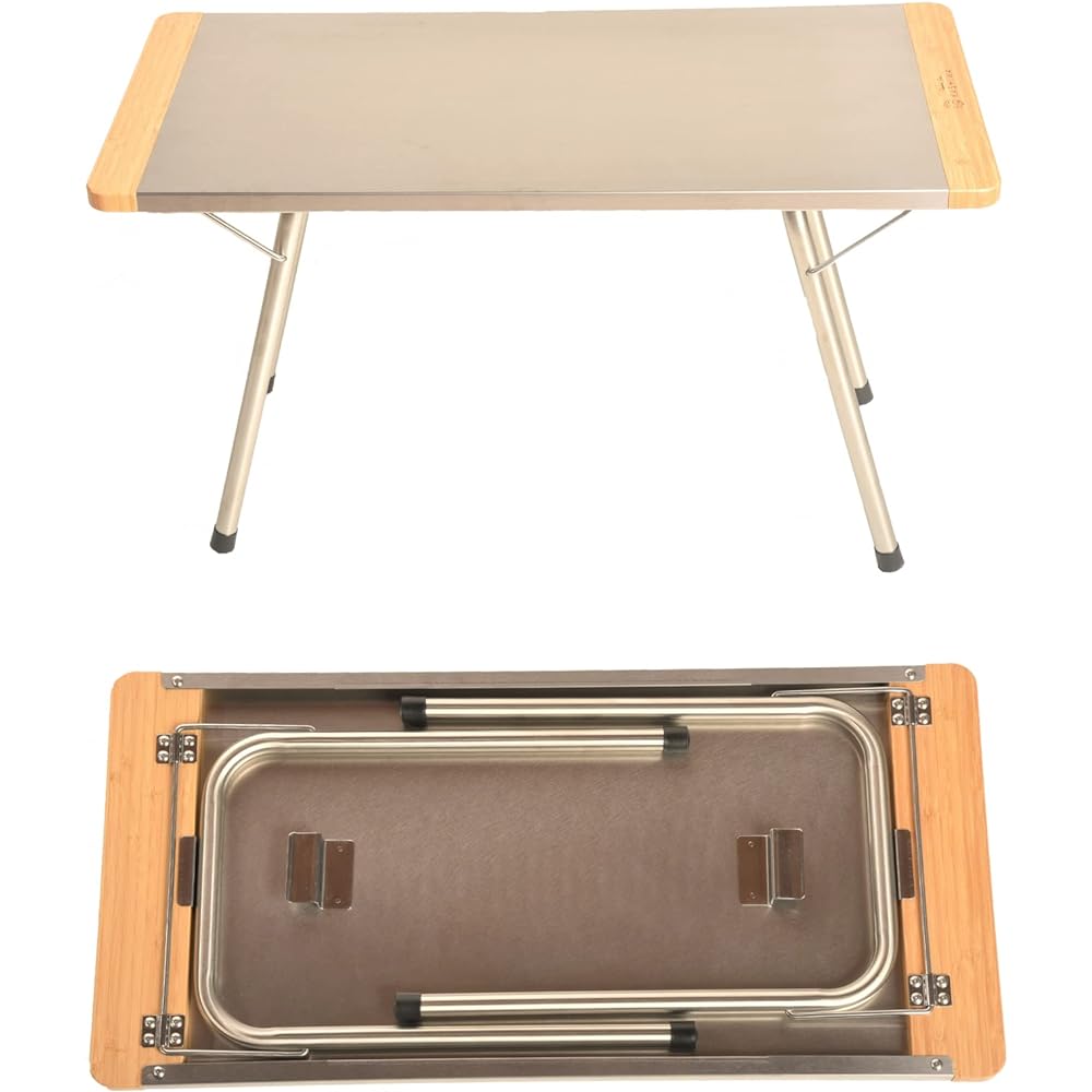 [KASHIWA] Urban outdoor product that can be used indoors Stainless steel table with wooden edge (side table)