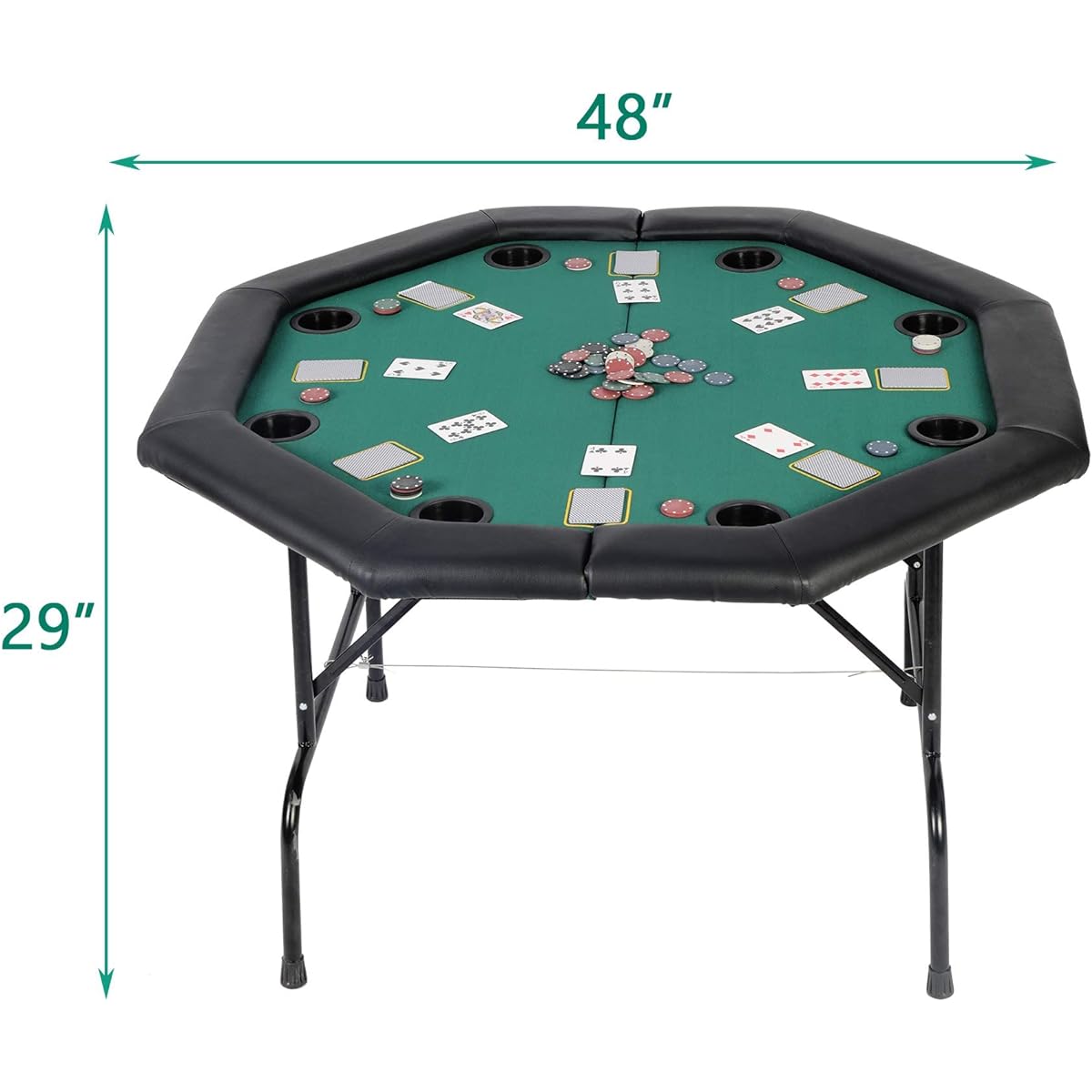 Vilobos Texas Hold'em Foldable Poker Table for 8 Players Casino Game