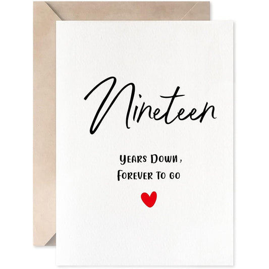 19th Anniversary Card 19 Years Down Forever to Go Romantic Valentine's Day Wedding Card for Couples
