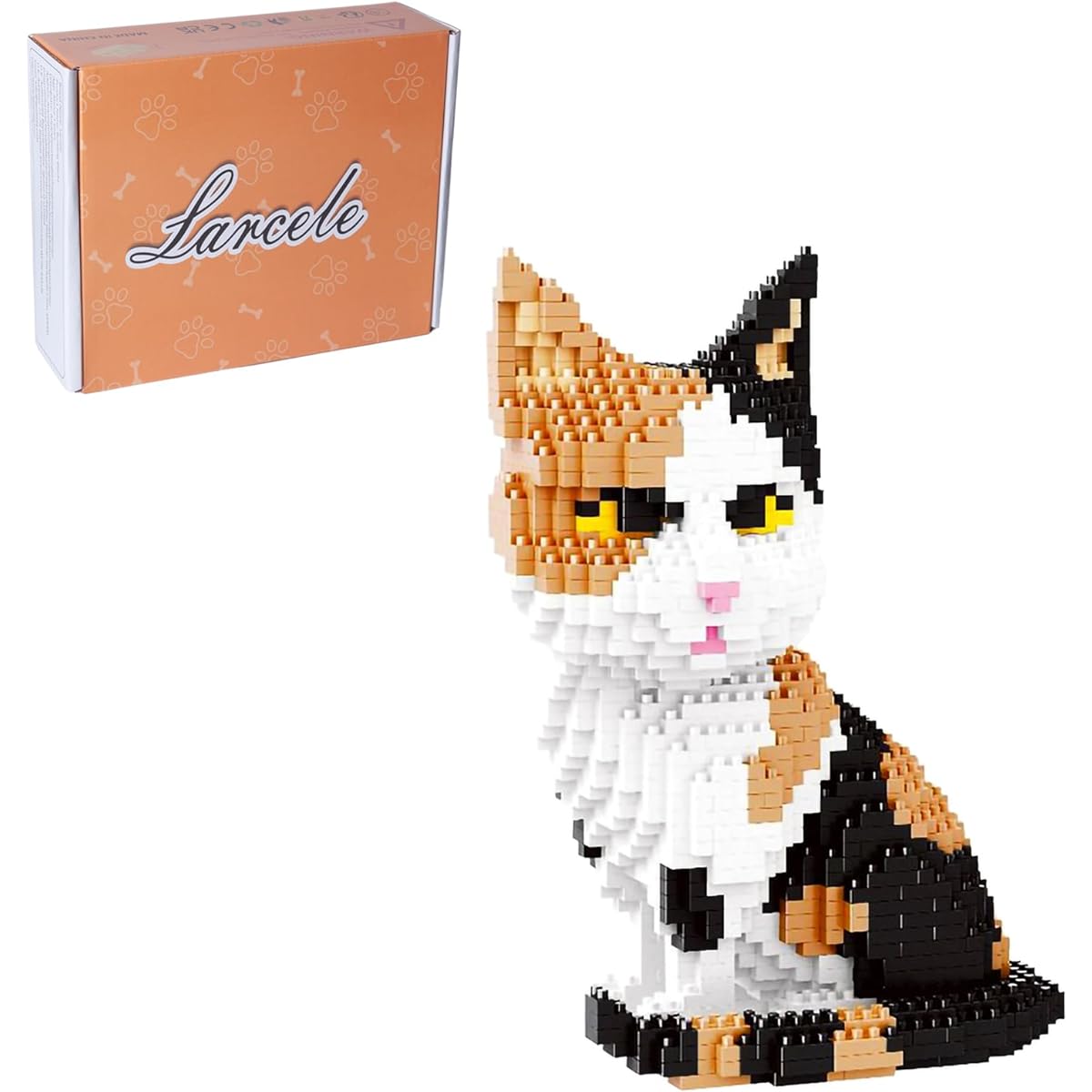 Larcele Mini Building Blocks Animal Set DIY Micro 3D Building Toy Bricks 1300pcs KLJM-05 (Cat Model 1979)