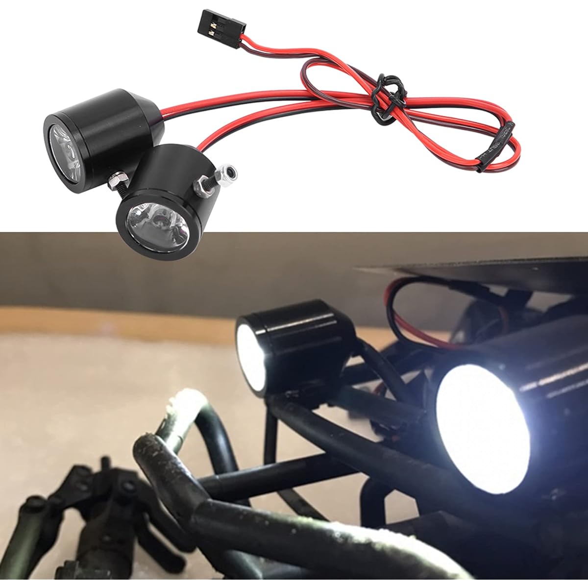 RC LED Light Kit Super Bright RC Light Easy Installation RC Car Light Bright with Aluminum Alloy Housing Receiver Driven Spotlight for RC Car Crawler Truck Kids Toy Vehicle 3W 5-7V