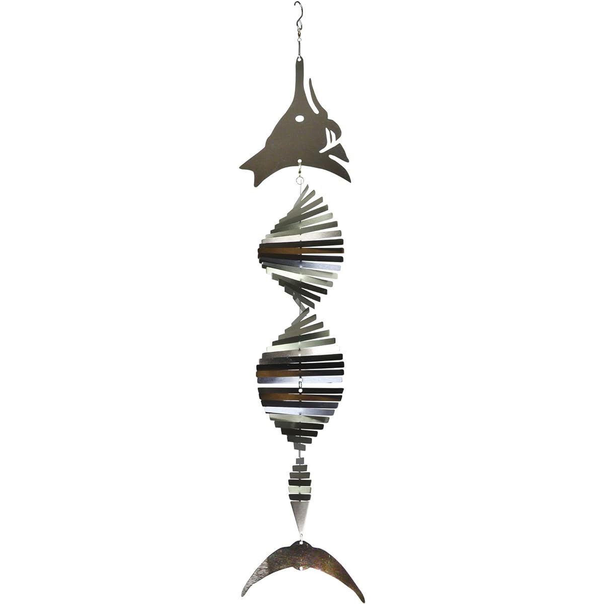 In the Breeze Fish Shimmer Helix Hanging Wind Spinner Stainless Steel Marlin 7062