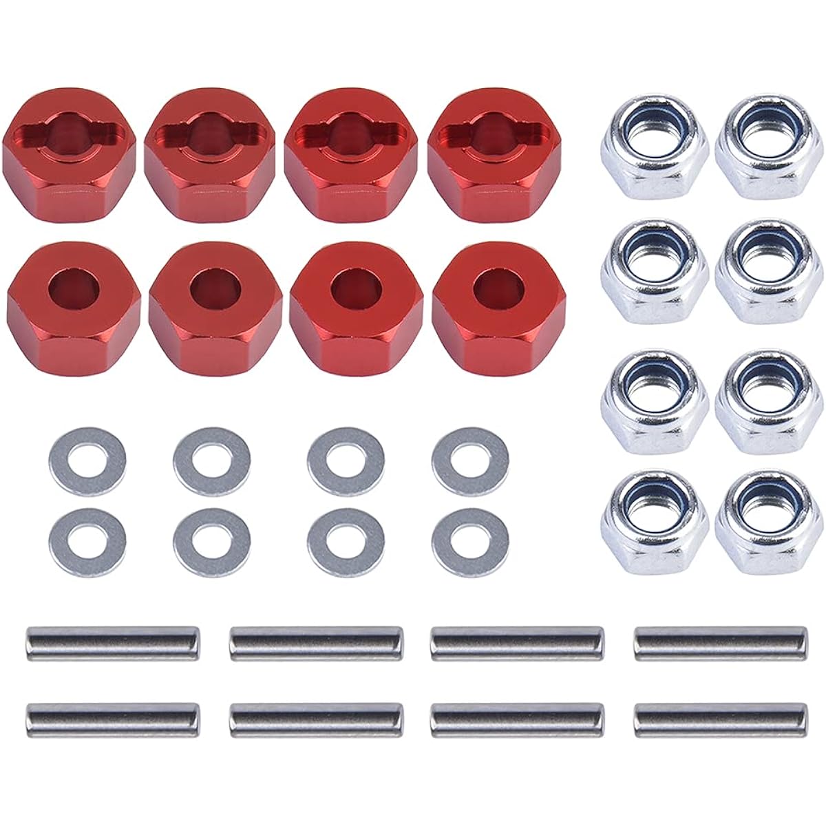 Globact Anodized Aluminum Hex Wheel Hub 12mm Upgrade M4 Flange Lock Nut Washer Set Replacement for 1/10 Traxxas 1/10 4X4 Slash Stampede Rustler Rally VXL Nitro 4-Tec 4WD 1654 3647