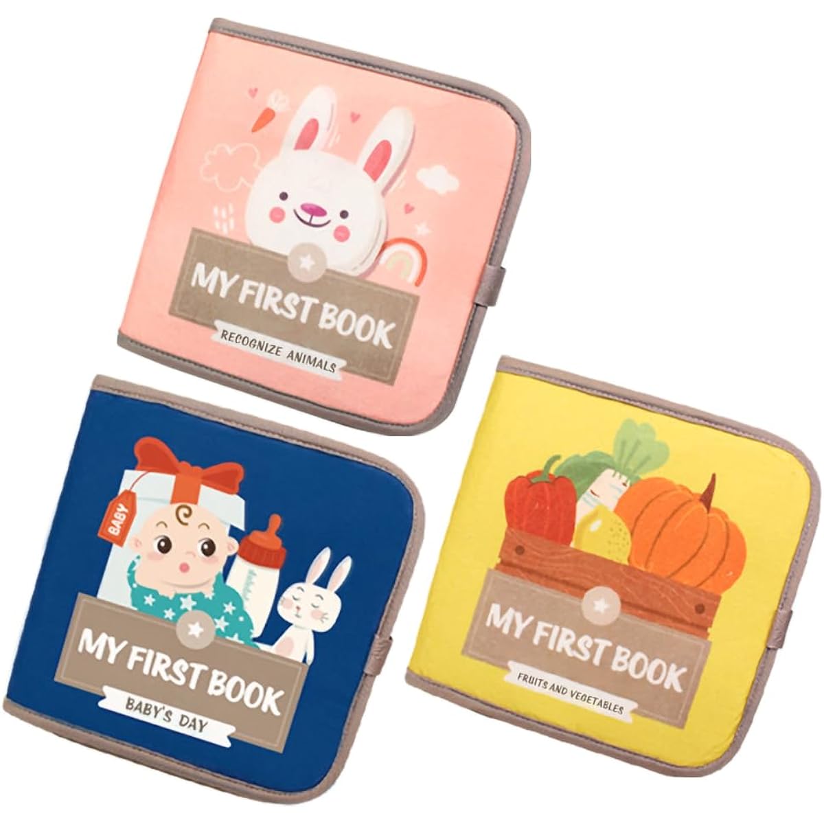 Button Moon - Full of fun gimmicks! Cloth picture book, sticker book, outing cloth picture book, Montessori, baby/animals/fruits & vegetables theme, educational toy, soft book, tear-resistant, cloth toy, finger play, baby shower gift, present