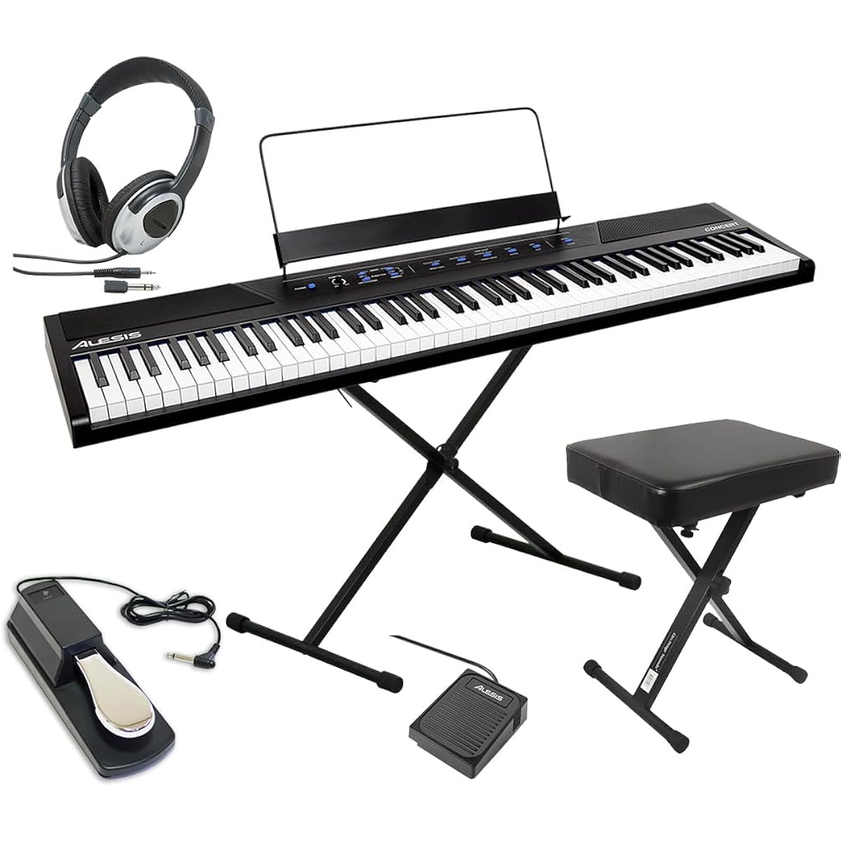 ALESIS Concert 88-key digital piano with full pedal, stand, chair and headphones