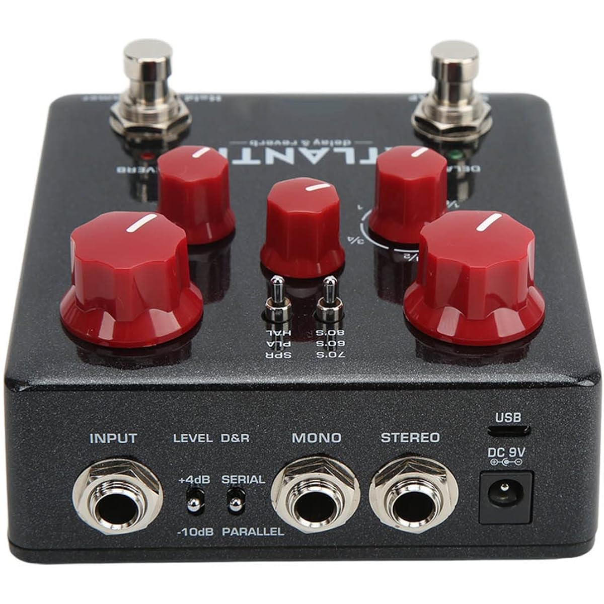 Guitar Pedal, Multi Delay Reverb Pedal Metal Stereo Input Output for Guitar