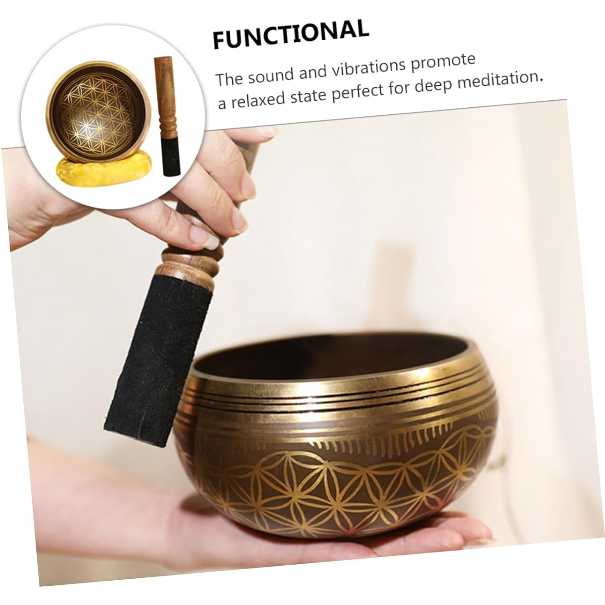 VINTORKY 1 Set Buddhist Music Bowl Colorful Healing Spirit Yoga Yogi Meditation Bowl Music Bowl Yoga Manual Tools Cotton