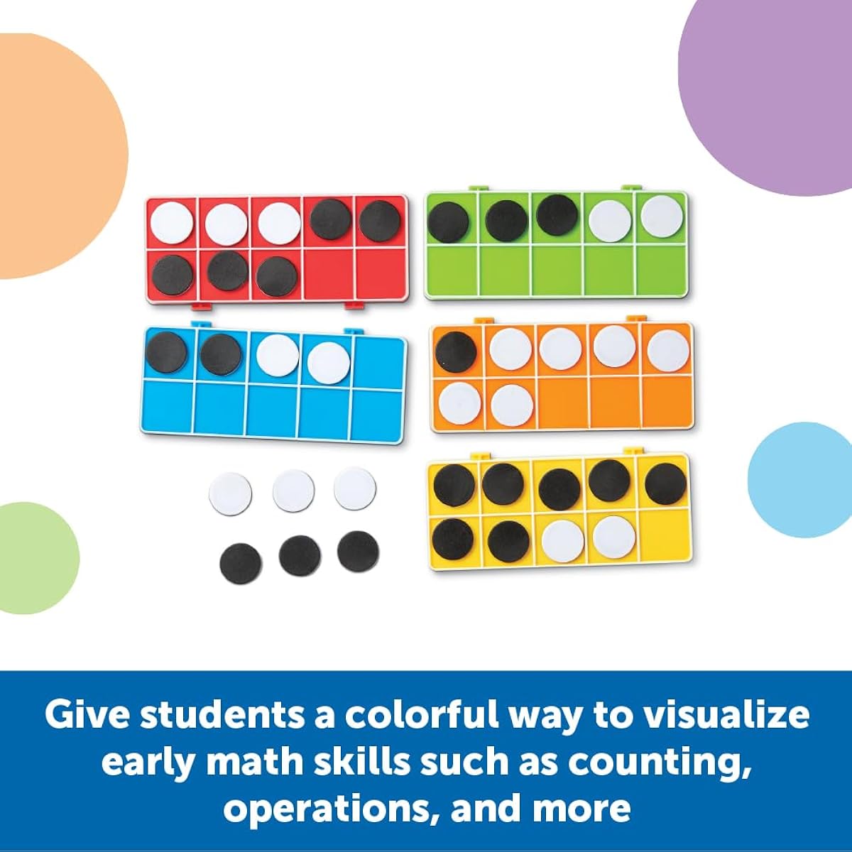 Learning Resources Rainbow Ten-Frames Classroom Set,140 Pieces, Ages 5+, School Supplies for Teachers, Classroom Supplies, Teacher Resources