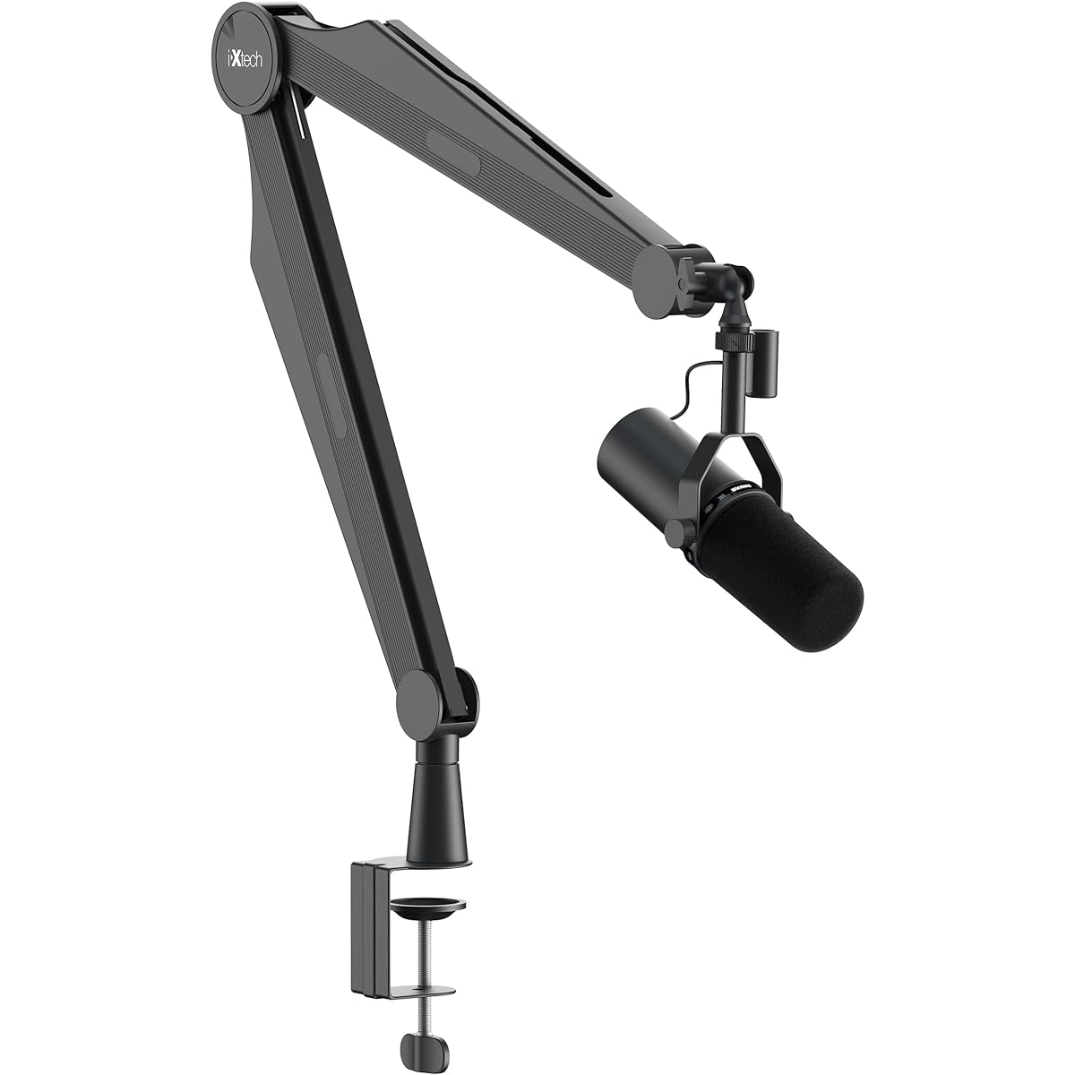 IXTECH Microphone Boom Arm Microphone Arm for Blue Yeti Shure Sm7b Hyperx QuadCast Rode At2020 Fifine Microphone Stand for Gaming Podcasting and Streaming Captain Model