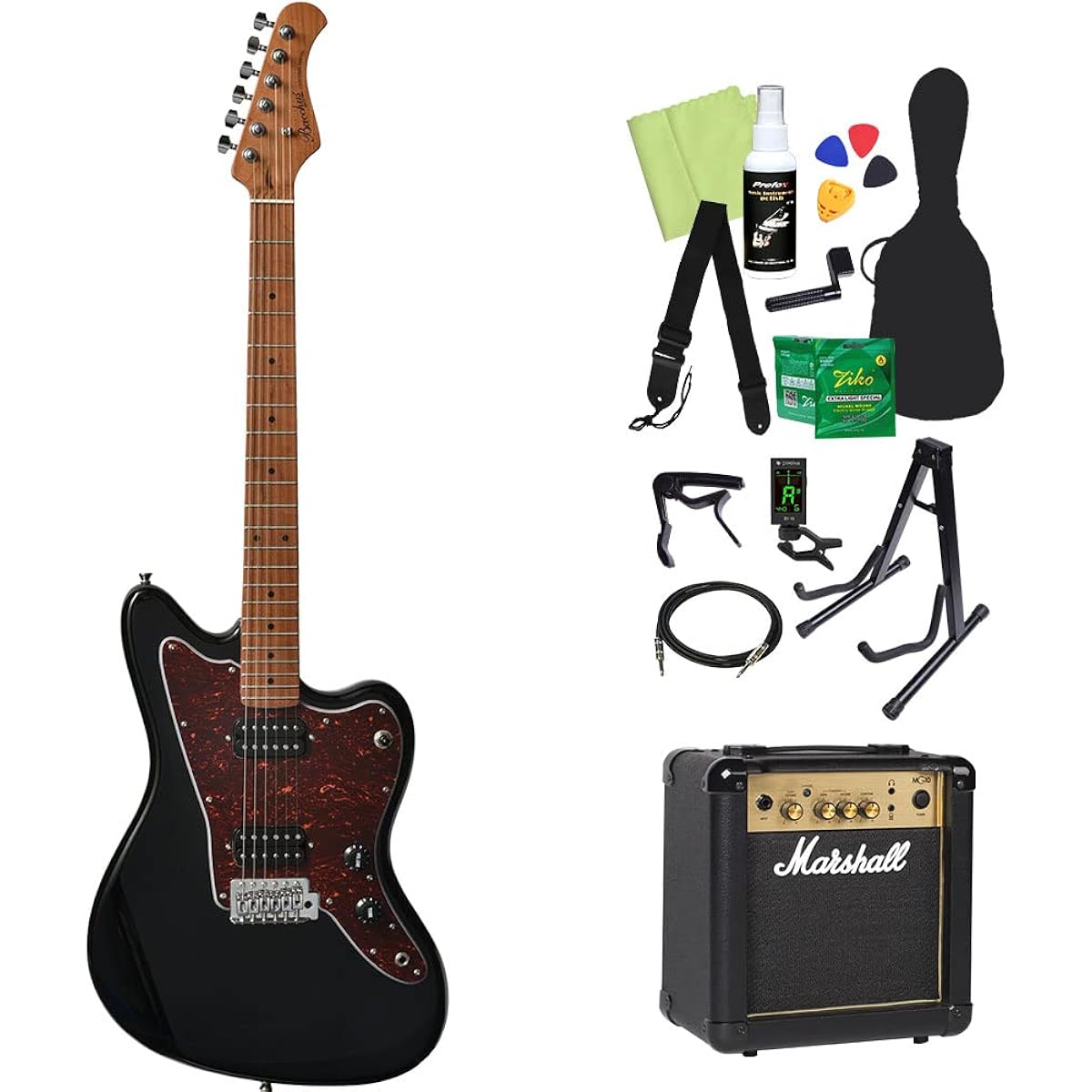 Bacchus BJM-3-RSM/M Electric Guitar Beginner 14-piece Set [Includes MG10] BLK Roasted Maple Neck Bacchus