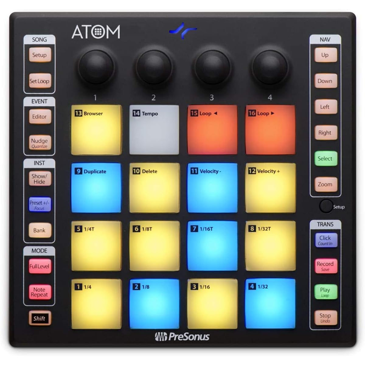 PreSonus ATOM MIDI Audio Portable Production Performance Pad Controller with Professional Studio Recording Headphones