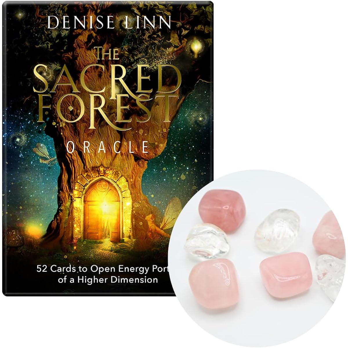 [Limited time offer: Card + Tumbler bonus] Sacred Forest Oracle in Japanese with manual Rose quartz and quartz set Fortune telling Crystal oracle card