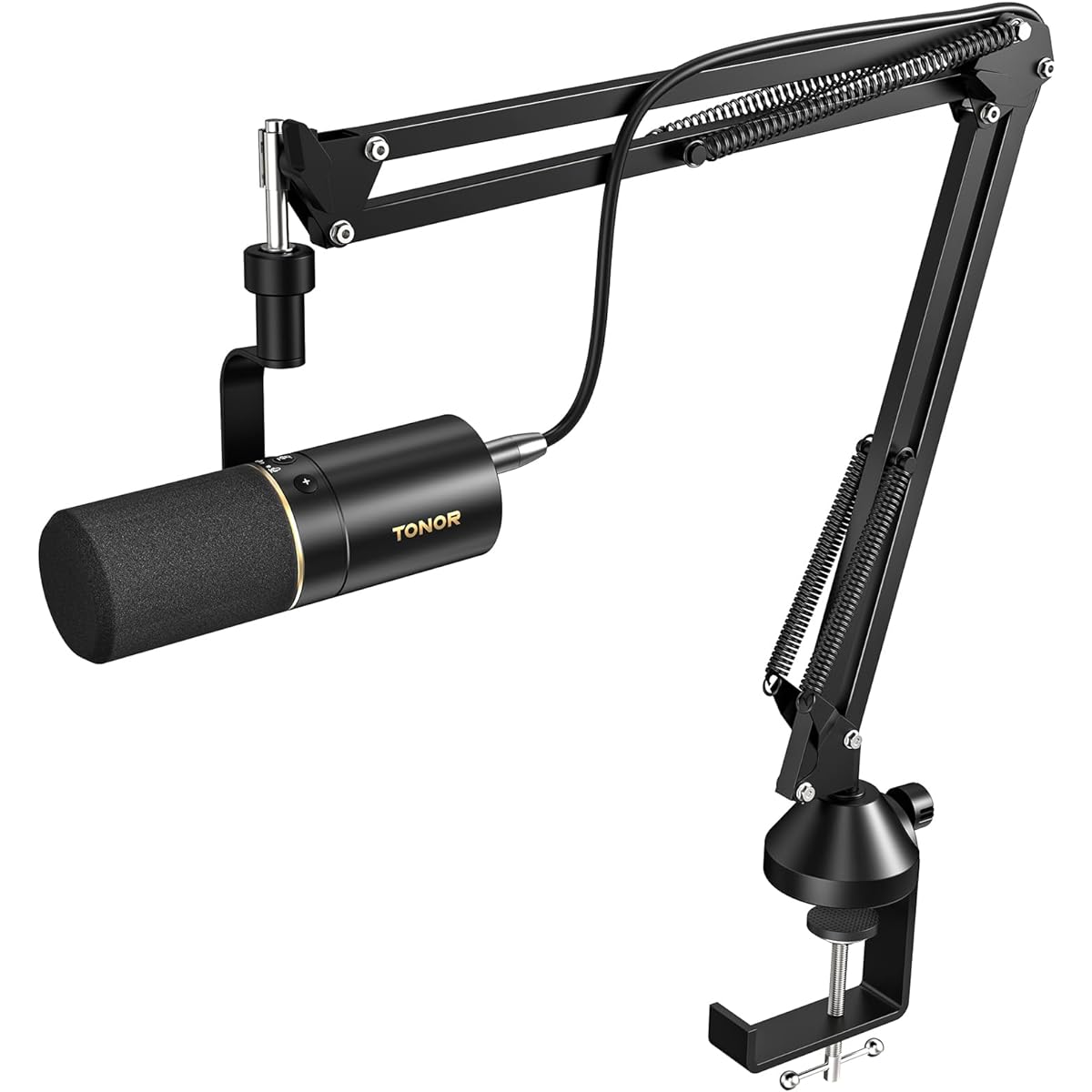 TONOR Dynamic Microphone, USB/XLR PC Microfono with Hanger Stand, for Podcast, Recording, Live, Gaming, XLR Cardioid Studio Microphone for Music and Voice, with 3.5mm Earphone Jack, TD 510+
