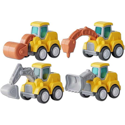 D-KINGCHY Construction Vehicles Kids Play Truck Press and Go Bulldozer Excavator Drill Truck Road Roller Construction Toys Preschool Car Birthday Toys Ages 3 4 5 6 7