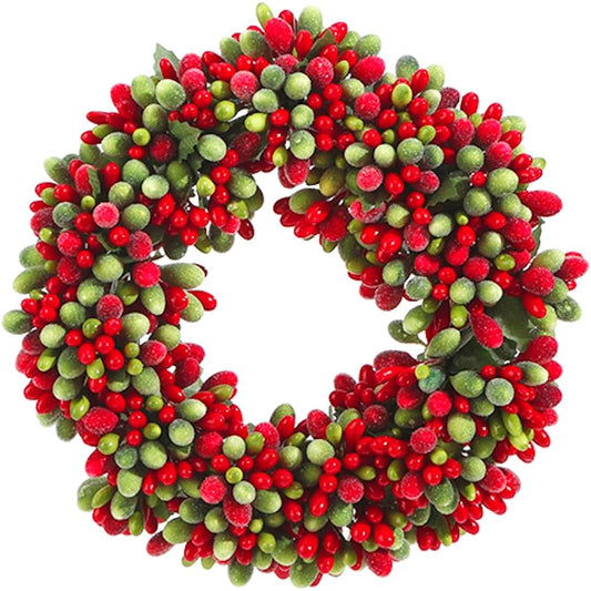 The Bridge Collection 6.5" Beaded Berry Candle Ring - Christmas Decor - Home for the Holidays - Christmas Pillar Candle Wreath