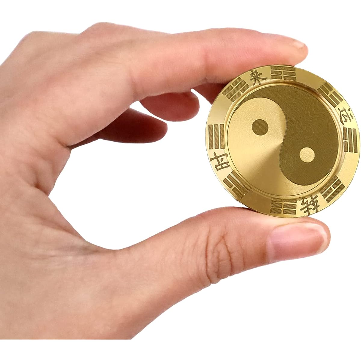 Fidget Slider Lucky Coin Toy Metal Magnetic Tai Chi Coin Fidget for Fingertip Decompression and Relaxation 1pc