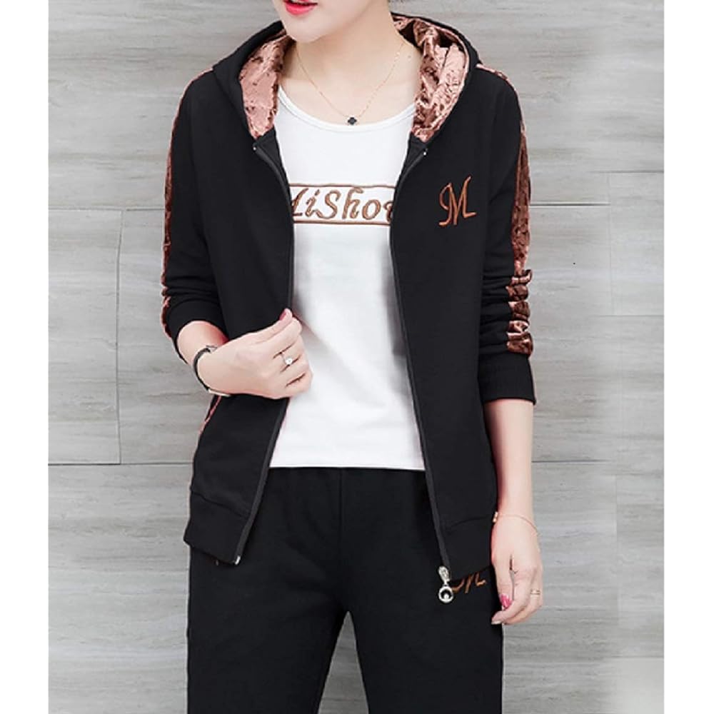 [Asminari] Jersey Top and Bottom T-Shirt 3 Piece Set Sweatshirt Hoodie Stylish Fashionable Casual M L XL