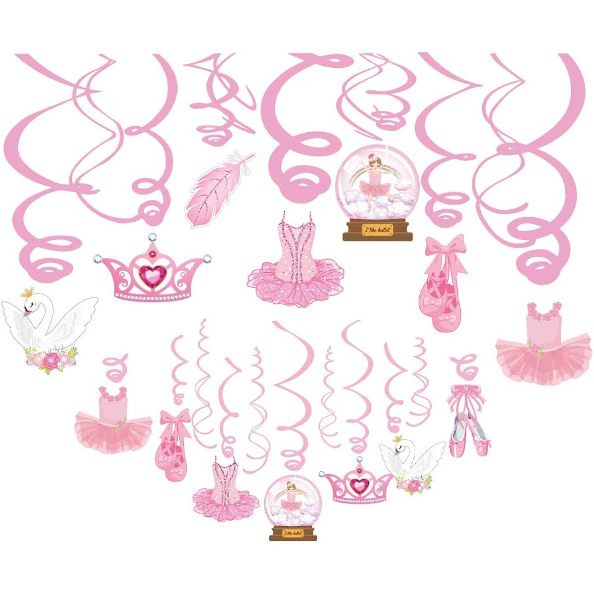 Kristin Paradise 30Ct Ballerina Hanging Swirl Decorations Ballet Party Supplies Birthday Theme Decorations for Kids Boys Girls Baby Shower 1st Birthday Celebration