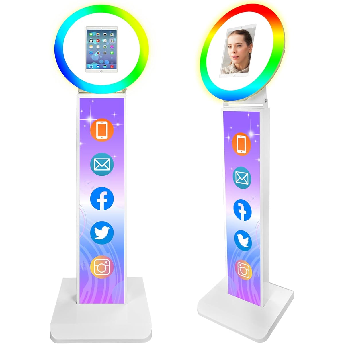 HITUGU Portable Photo Booth for iPad Pro 12.9 inch 6th/5th/4th/3rd Generation Metal Shell Selfie Photo Booth Machine with RGB Ring Light Free Custom Logo Remote Control for Party Wedding