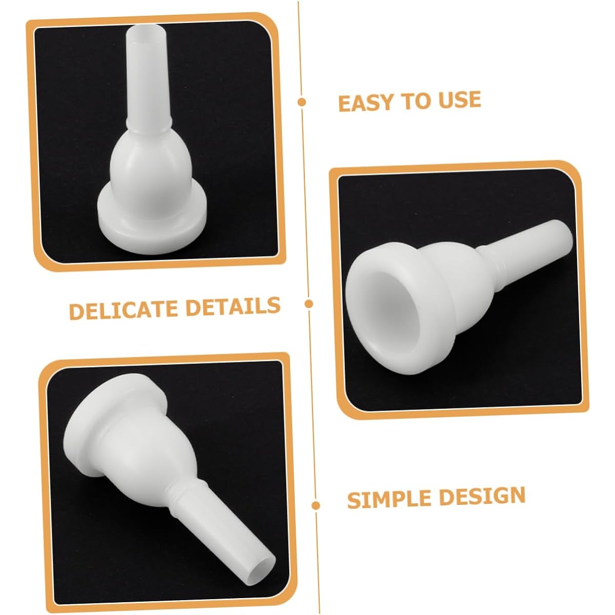VICASKY 4 Pieces Mouthpiece Horn Trumpet Accessories Trumpet Part Large Mouth Accessories Supplies Musical Instrument Plastic White