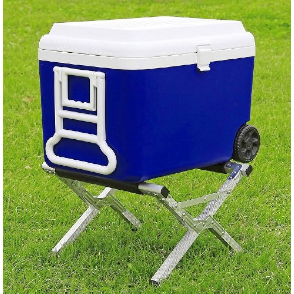 CAPTAIN STAG Cooler Box Cooler Box Stand 2 Levels Adjustable Aluminum Carry Bag Included [Silver/Black] UE-51/UY-7044