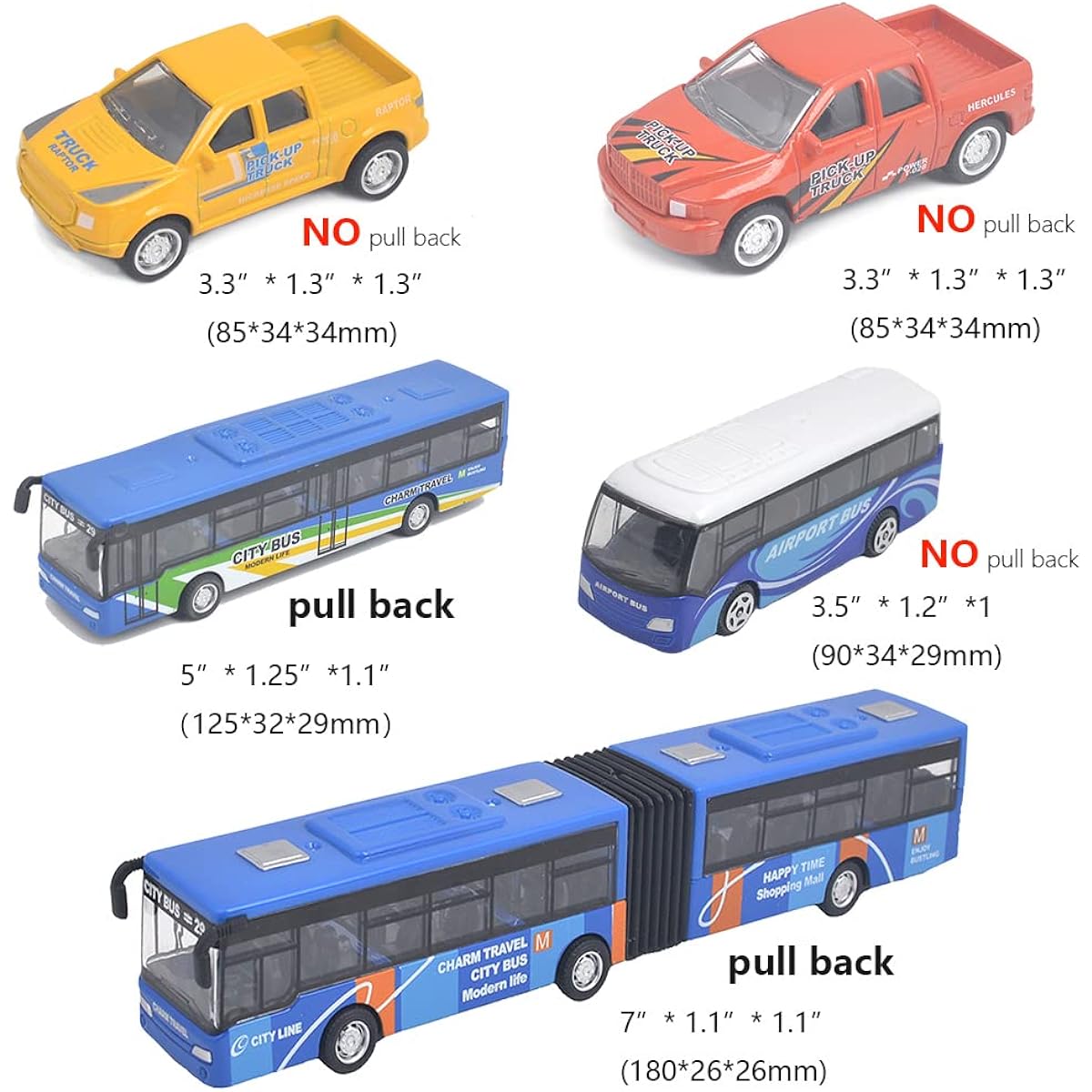 Ailejia Set of 5 Die Cast Metal Toy Vehicles New York City Buses and Vehicles for Boys/Girls Birthday Gift